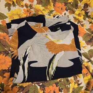 H&M Crane Print Shift Dress Size 10 Fots Like Size 8